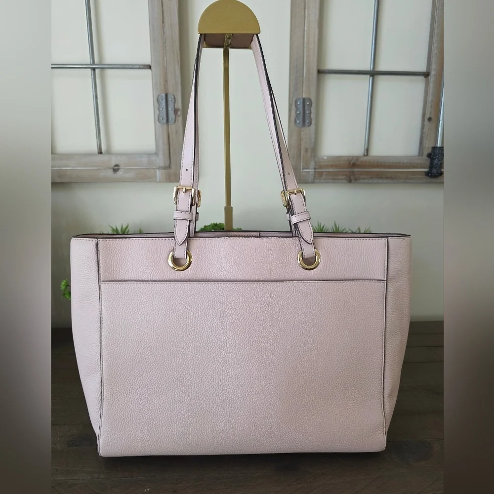 Michael Kors LG Commuter Tote/Laptop Bag Powder Blush Pink Leather+New MK Charm - Picture 8 of 16